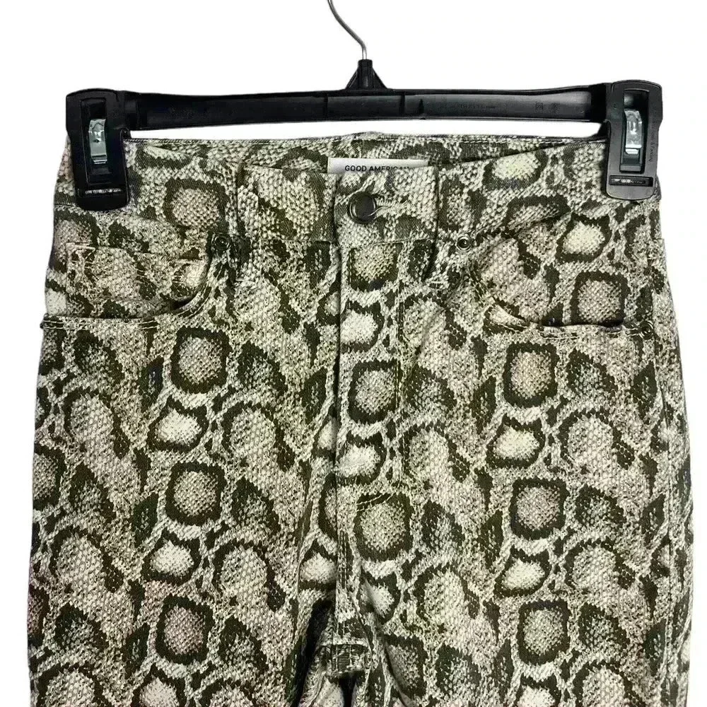 Good American Good Legs Grey Leopard Animal Print Skinny Jeans Size 00/24